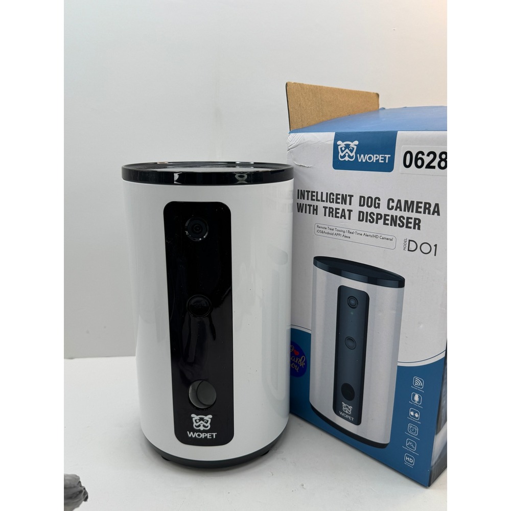 WOPET Intelligent Dog Camera Treat Dispenser Pet Monitor D01 White Black